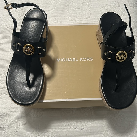 Michael Kors Black Sandals with Gold Accents - Picture 7 of 7